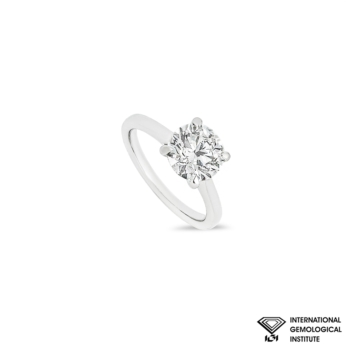White Gold Round Brilliant Cut Lab Grown Diamond Ring 2.14ct G/VS1